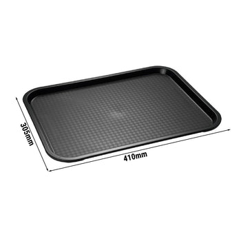 (6 sztuk) Taca FAST FOOD - Polipropylen - 410x305mm - Czarny - Prime Gastro
