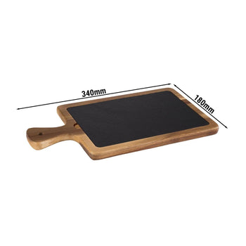 (6 sztuk) Deska do serwowania - FUSIONA - zestaw 2-częściowy - z naturalną płytą łupkową - 260 x 180 mm - Prime Gastro