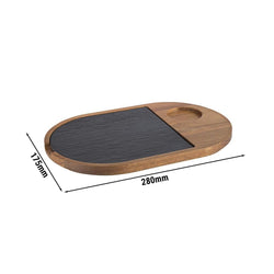 (6 sztuk) Deska do serwowania - FUSIONA - zestaw 2 - częściowy - z naturalną płytą łupkową - 280 x 175 mm - owalna