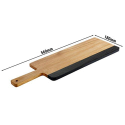 (6 sztuk) Deska do serwowania - ROCKWOOD - z naturalnymi paskami łupkowymi do opisywania - 560 x 180 mm