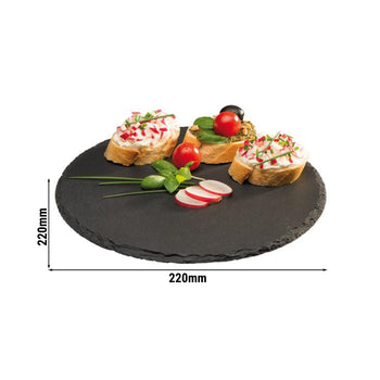 (6 sztuk) Płytka z naturalnego łupka - Ø 220 mm - czarna - Prime Gastro