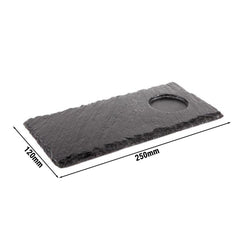(6 sztuk) Płytka z naturalnego łupka - 250 x 120 mm - z 1 występem Ø 60 mm - czarna