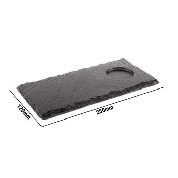 (6 sztuk) Płytka z naturalnego łupka - 250 x 120 mm - z 1 występem Ø 60 mm - czarna - Prime Gastro