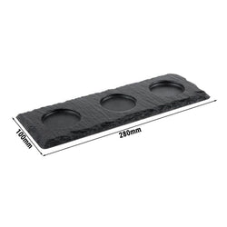 (6 sztuk) Płytka z naturalnego łupka - 280 x 100 mm - z 3 występami Ø 60 mm - czarna