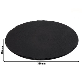 (6 sztuk) Płyta z naturalnego łupka - Ø 380 mm - czarna - Prime Gastro