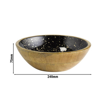 (6 sztuk) Miska - MANGO - drewno - 1,1 litra - Ø 240 mm - czarno-złota - Prime Gastro