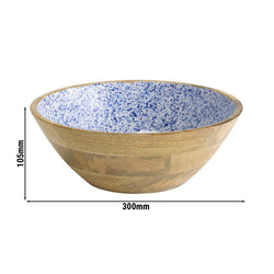 (6 sztuk) Miska - MANGO - drewno - 3 litry - Ø 300 mm - biało - niebieska