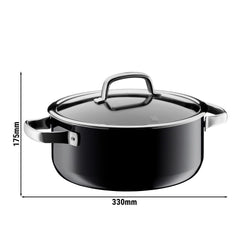 WMF | Fusiontec Mineral – rondel – Ø 240 mm – 4,4 litra – wraz z pokrywką szklaną – czarny