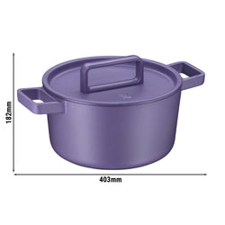 WMF | FLAVOUR – garnek – Ø 240 mm – żeliwo – 5,2 litra – wraz z pokrywką – fioletowy