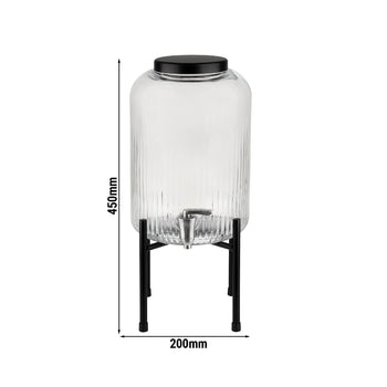 Dozownik do napojów - INDUSTRIAL - zestaw 2-częściowy - szklany pojemnik z kranikiem - 7 litrów - wraz z podstawą - Prime Gastro