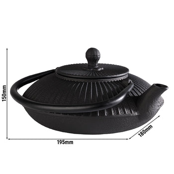 Czajnik - ASIA - 0,8 litra - żeliwo - z sitkiem - czarny - Prime Gastro