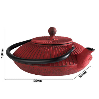 Czajnik - ASIA - 0,8 litra - żeliwo - z sitkiem - czerwony - Prime Gastro