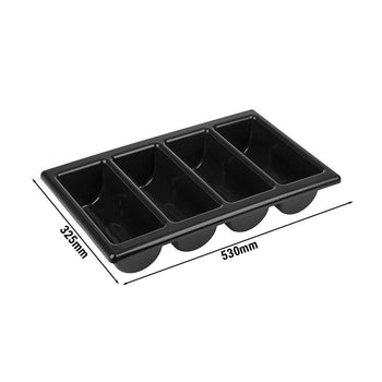 (6 sztuk) Pojemnik na sztućce GN 1/1 - 530x325mm - polipropylen - 4 przedziały - Prime Gastro