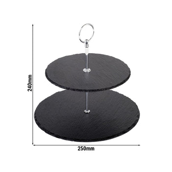 Etagère - 2-poziomowa - Okrągła - Metalowa rama - Półki z łupka - Prime Gastro