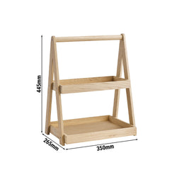 Etagère - VALO - 2 - poziomowy - Kątowy - Drewno dębowe - Wysokość: 445 mm