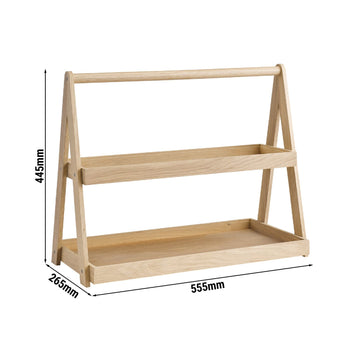 Etagère - VALO - 2-poziomowy - Kątowy - Drewno dębowe - Wysokość: 445 mm - Prime Gastro