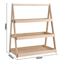 Etagère - VALO - 3 - poziomowy - Kątowy - Drewno dębowe - Wysokość: 640 mm