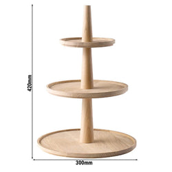 Etażerka - VALO - 3 - poziomowa - Okrągła - Drewno dębowe - Wysokość: 420 mm