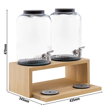 Dozownik napojów - VALO - zestaw 3-częściowy - 2 szklane pojemniki z kranikiem - 2x 7 litrów - wraz z podstawą - Prime Gastro