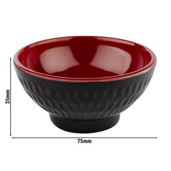 (6 sztuk) Miseczki do dipów - ASIA PLUS - melamina - 60 ml - Ø 75 mm - czarno - czerwone