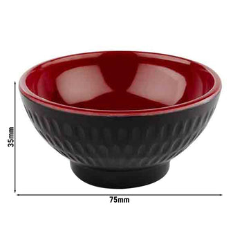 (6 sztuk) Miseczki do dipów - ASIA PLUS - melamina - 60 ml - Ø 75 mm - czarno-czerwone - Prime Gastro