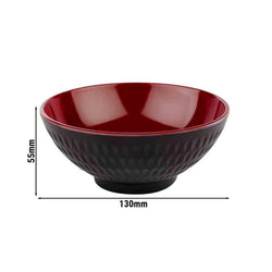 (6 sztuk) Miska - ASIA PLUS - melamina - 0,35 litra - Ø 130 mm - czarno - czerwona