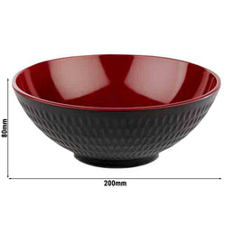 (6 sztuk) Miska - ASIA PLUS - melamina - 1,1 litra - Ø 200 mm - czarno - czerwona
