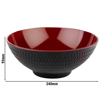 (6 sztuk) Miska - ASIA PLUS - Melamina - 2,2 litra - Ø 240 mm - Czarny/Czerwony - Prime Gastro