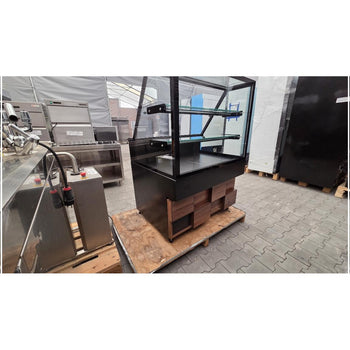 Lada chłodnicza TORONTO - 1000 mm - drewniany panel przedni - 2 półki - blat roboczy kuchenny z czarnego granitu