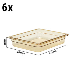 (6 sztuk) CAMBRO | H-PAN™ – pojemnik żaroodporny GN 1/2 – kolor bursztynowy – wysokość: 65 mm