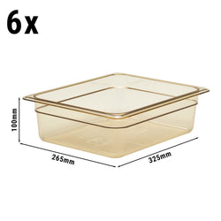 (6 sztuk) CAMBRO | H-PAN™ – pojemnik żaroodporny GN 1/2 – kolor bursztynowy – wysokość: 100 mm
