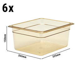 (6 sztuk) CAMBRO | H-PAN™ – pojemnik żaroodporny GN 1/2 – kolor bursztynowy – wysokość: 150 mm
