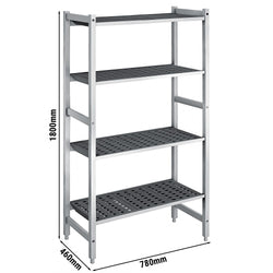 Regał aluminiowo‑polipropylenowy - 780x460x1800mm - 4 półek - Nośność: 900kg