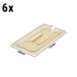 (6 szt.) CAMBRO | H-PAN™ - Płaski pokrywa GN 1/3 - z uchwytem - bursztynowy