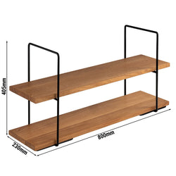 Etagère - 2 - poziomowa - PERFECTO LARGE - Kwadratowa - Metalowa rama - Dębowe półki