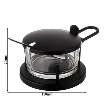 (6 sztuk) Zestaw do parmezanu - CLASSIC - 180 ml - wraz z łyżeczką - czarny - Prime Gastro