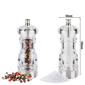 (6 sztuk) Młynki do soli i pieprzu - CLEARGRIND - akryl - wysokość: 150 mm - Prime Gastro