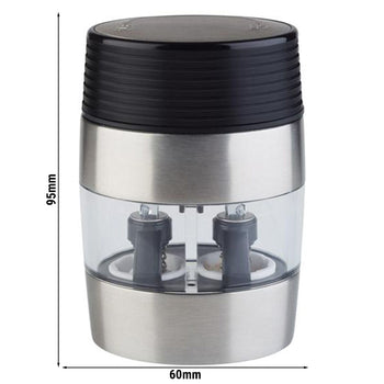 (6 sztuk) Młynek do soli i pieprzu 2 w 1 – stal nierdzewna – wysokość: 95 mm - Prime Gastro