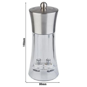 (6 sztuk) Młynek do soli i pieprzu 2 w 1 – akryl – wysokość: 190 mm - Prime Gastro