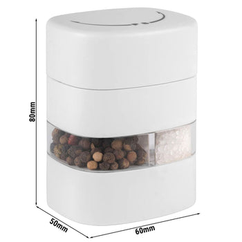 (6 sztuk) Młynek do soli i pieprzu 2 w 1 – tworzywo sztuczne – wysokość: 80 mm - Prime Gastro