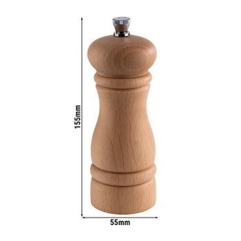 (6 sztuk) Młynek do pieprzu - ETERNAL - drewno - wysokość: 155 mm - Prime Gastro