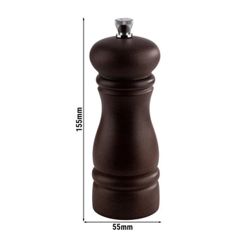 (6 sztuk) Młynek do pieprzu - ETERNAL - drewno - wysokość: 155 mm - Prime Gastro