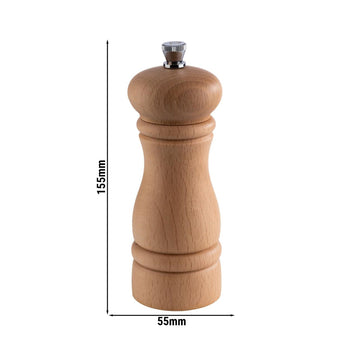 (6 sztuk) Młynki do soli - ETERNAL - drewno - wysokość: 155 mm - Prime Gastro