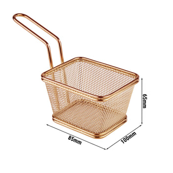 (6 sztuk) Koszyk do serwowania frytek - SNACKHOLDER - stal nierdzewna - 100 x 85 mm - miedziany - Prime Gastro