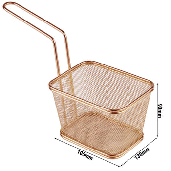(6 sztuk) Koszyk do serwowania frytek - SNACKHOLDER - stal nierdzewna - 130 x 105 mm - miedziany - Prime Gastro
