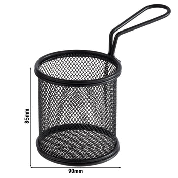 (6 sztuk) Kosz do serwowania frytek - SNACKHOLDER - Stal nierdzewna - Ø 90 mm - Czarny - Prime Gastro