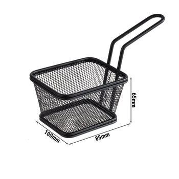 (6 sztuk) Koszyk do serwowania frytek - SNACKHOLDER - stal nierdzewna - 100x85 mm - czarny - Prime Gastro