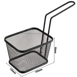 (6 sztuk) Koszyk do serwowania frytek - SNACKHOLDER - stal nierdzewna - 130 x 105 mm - czarny