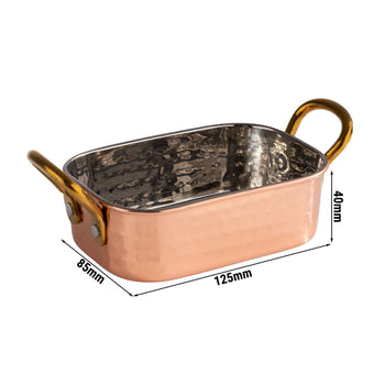 (6 sztuk) MinI patelnia do serwowania - MUMBAI - nierdzewna - 0,25 litra - 125x85mm - miedź - Prime Gastro