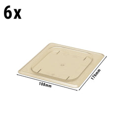 (6 szt.) CAMBRO | H-PAN™ - Płaski pokrywka GN 1/6 - Bursztynowy